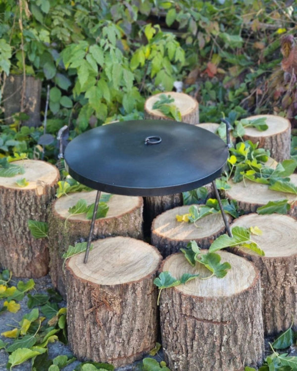 Steel campfire skillet 32" with lid