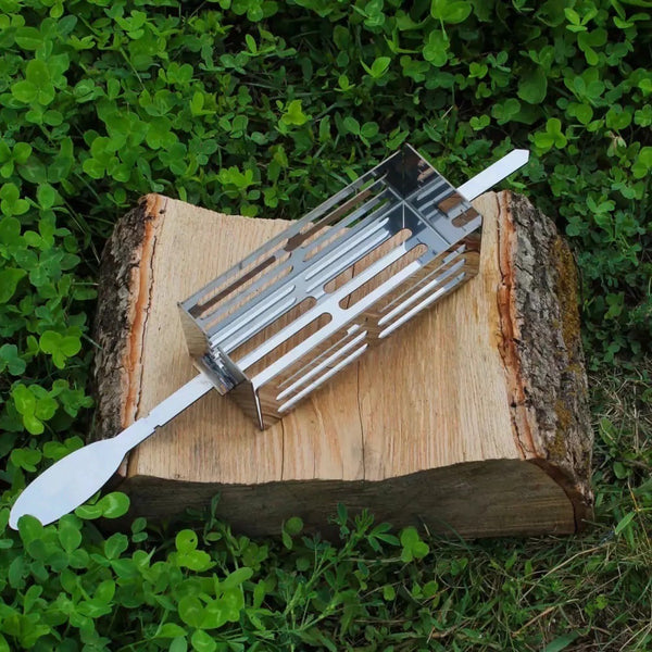 Stainless steel BBQ skewer with grill box for grilling fish and veggies