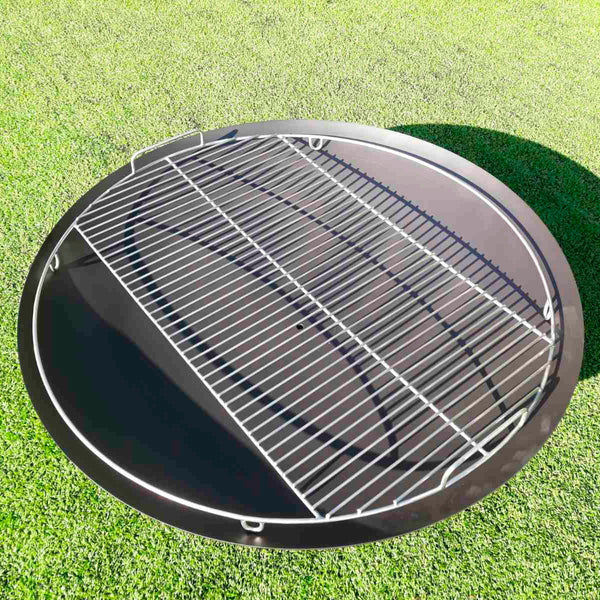 Round grill grate with handles for fire pit