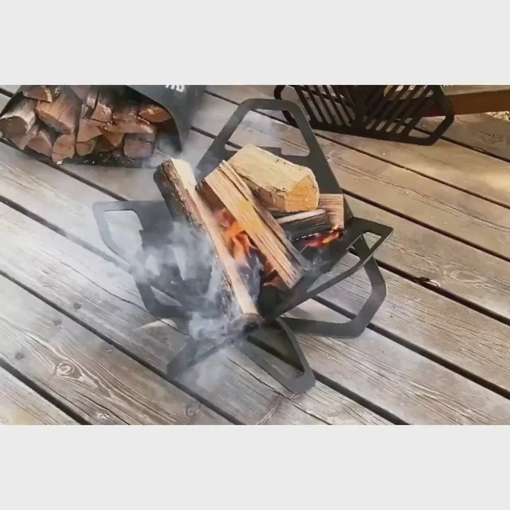 Steel Flat Pack Fire Pit, Outdoor Large BBQ, Basket Flat Pack, Collapsible Brazier Grill, Heavy Duty Fire Bowl,Fold Away Collapsible Camping