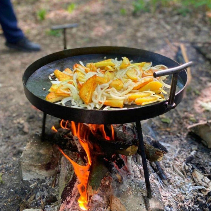 Camp Fire Skillet 16", Personalized BBQ Wok, Cowboy Wok, Carbon Steel Frying Pan With Lid, Heavy Duty Metal Wok, Plow Disc, Disco Cooking