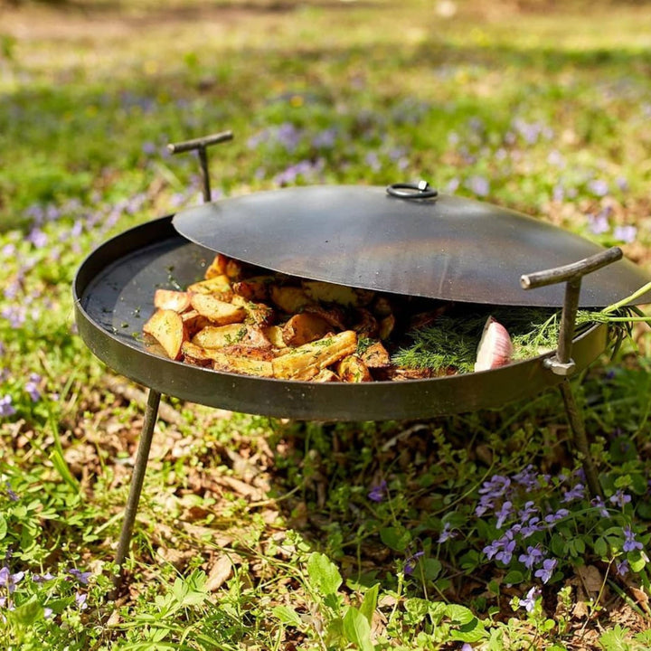 Personalized Camp Fire Skillet 12",  BBQ Wok, Cowboy Wok,  Carbon Steel Frying Pan With Lid, Heavy Duty Metal Wok, Plow Disc, Disco Cooking