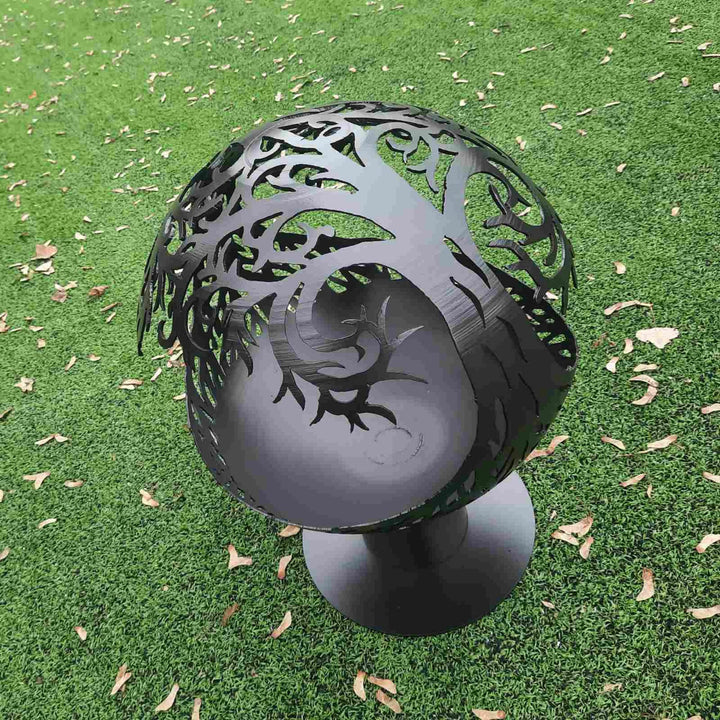 Trees Fire Pit Sphere 20", Personalized Design, Outdoor Globe Fire Place, Fire Bowl, Patio Sphere Fire Pits, Custom Gift For Him