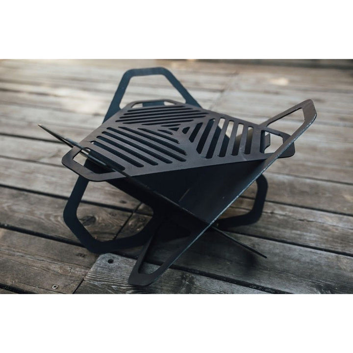 Steel Flat Pack Fire Pit, Outdoor Large BBQ, Basket Flat Pack, Collapsible Brazier Grill, Heavy Duty Fire Bowl,Fold Away Collapsible Camping