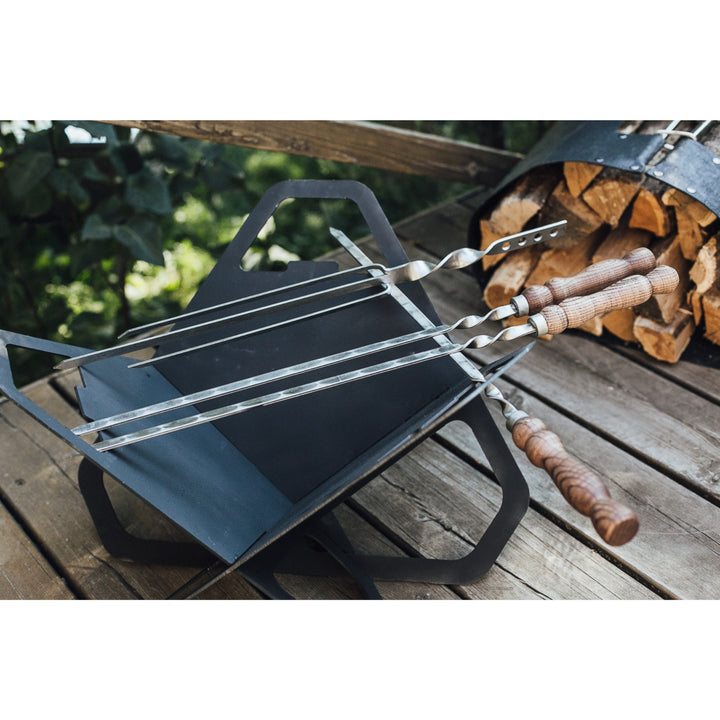 Steel Flat Pack Fire Pit, Outdoor Large BBQ, Basket Flat Pack, Collapsible Brazier Grill, Heavy Duty Fire Bowl,Fold Away Collapsible Camping