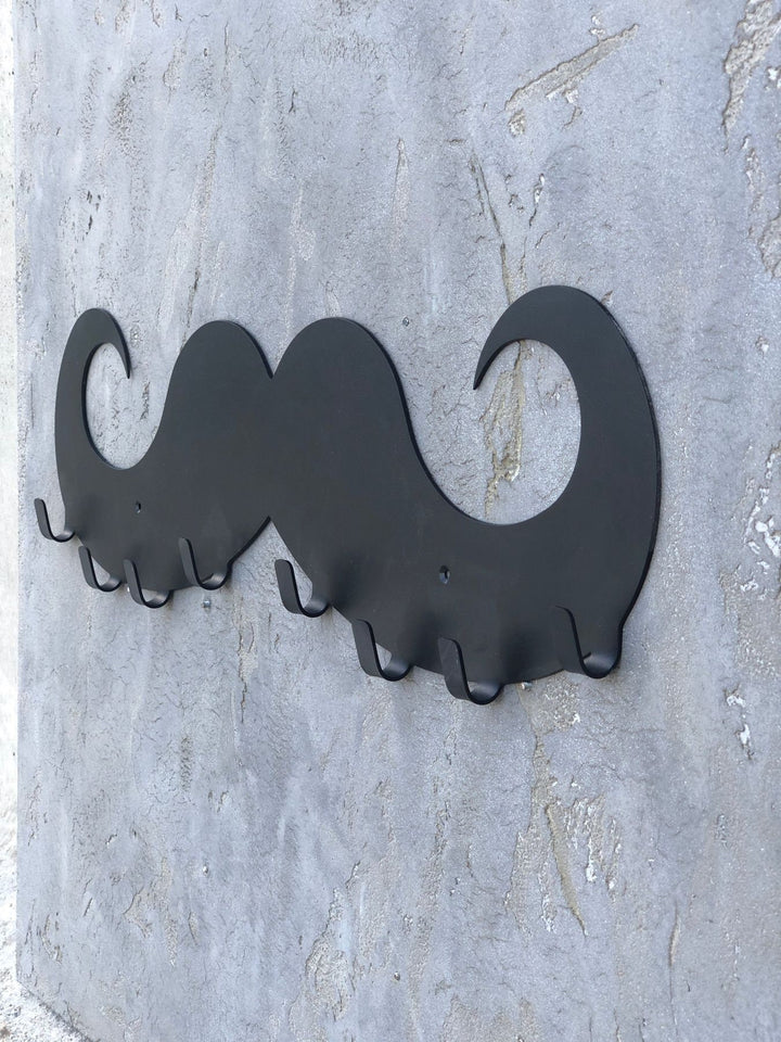 Mustache Wall-Mounted Coat Rack | Personalized Home Decor | Metal Wall Art For Entryway | Coat Racks | Wall Mounted Key Rack | Coat Hanger