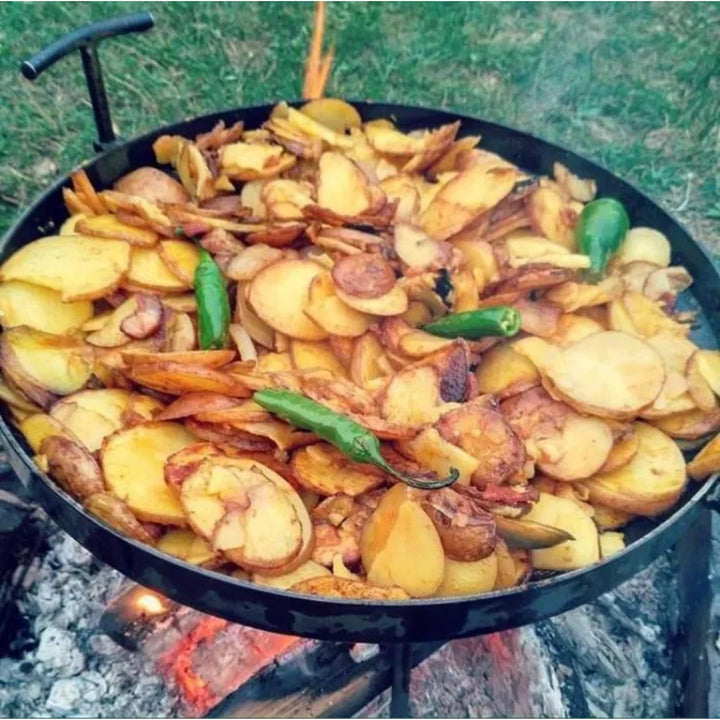 Personalized Camp Fire Skillet 28", Custom BBQ Wok, Cowboy Wok,  Carbon Steel Frying Pan, Heavy Duty Metal Wok, Plow Disc, Disco Cooking