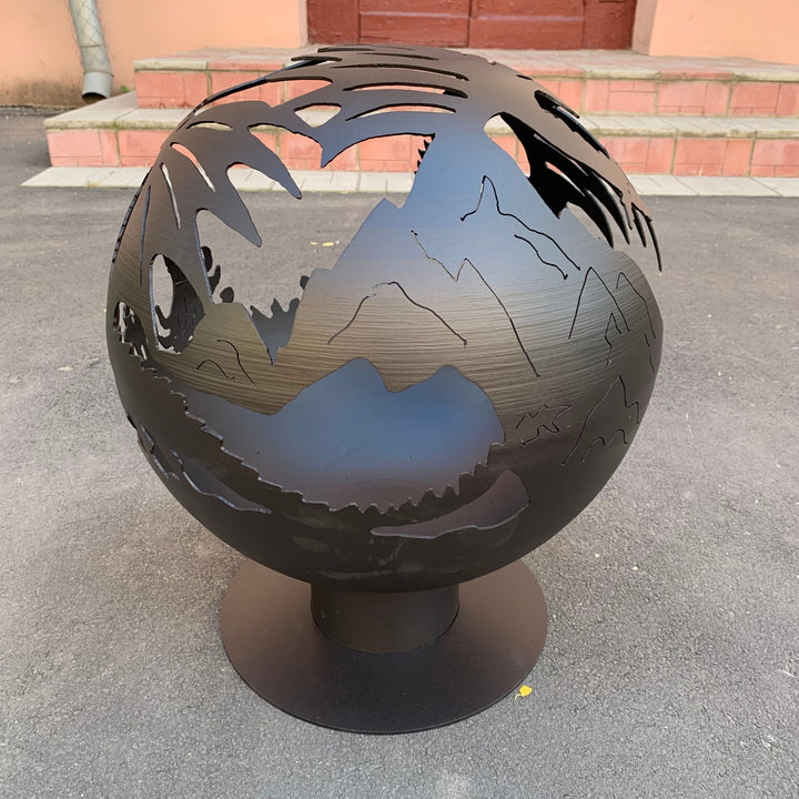 The Dragon Fire Pit Sphere 20", Custom Made Globe Fire Place, Outdoor Plasma Cut Fire Pit, Patio Fire Pits, Mythology Garden Fireball
