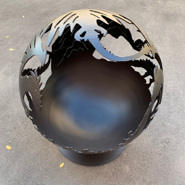 The Dragon Fire Pit Sphere 20", Custom Made Globe Fire Place, Outdoor Plasma Cut Fire Pit, Patio Fire Pits, Mythology Garden Fireball
