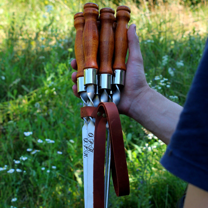 Personalized Leather Big Case For Metal Skewers. Gift For Him. Grill Tools. Grilling Accessories. Gift For Him. Skewers Storage Tool