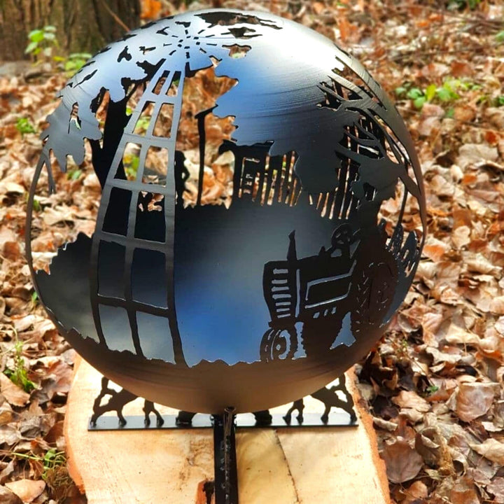 Farm Fire Pit Sphere 20", Personalized Gift For Him, Outdoor Fire Place, Custom Fire Pit, Globe Fire Pit, Ball Fire Pits, Patio BBQ