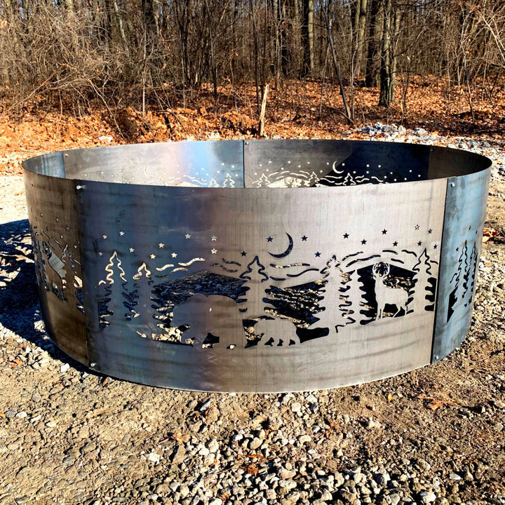 Custom Heavy Duty Fire Pit Ring, Personalized Backyard Fire Ring, Your Family Name Outdoor Metal Fire Pit, Nature Patio Fire, Steel Fire Pit