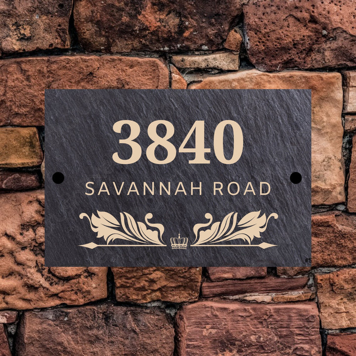 ECO Personalized Rustic Slate House Number Street Sign, Farmhouse Plaque, Door Number, Door Decoration, New Home, Custom  Housewarming Gift