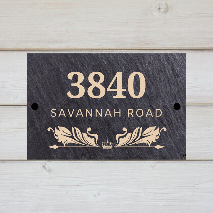 ECO Personalized Rustic Slate House Number Street Sign, Farmhouse Plaque, Door Number, Door Decoration, New Home, Custom  Housewarming Gift