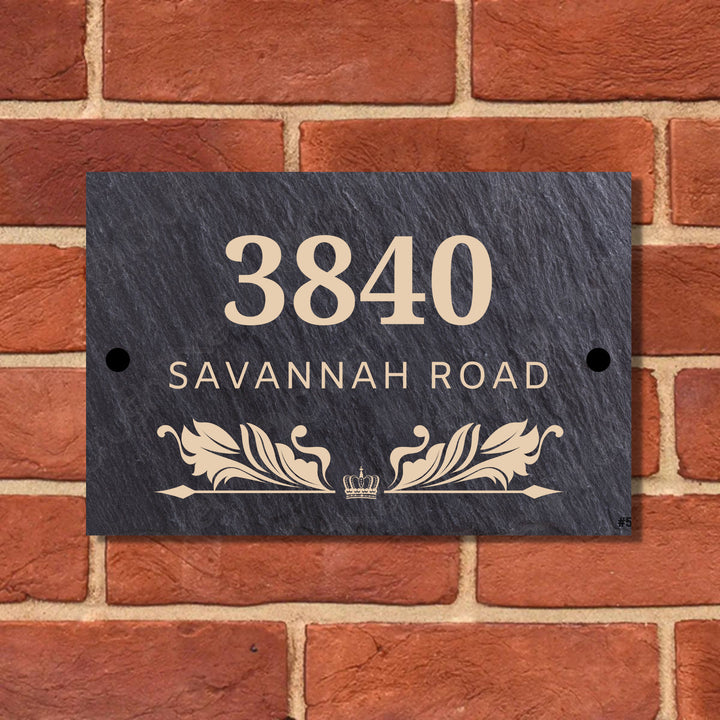 ECO Personalized Rustic Slate House Number Street Sign, Farmhouse Plaque, Door Number, Door Decoration, New Home, Custom  Housewarming Gift