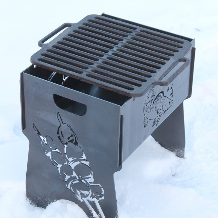 Rectangular Cast Iron Grill, Grate For Brazier, Fire Pit BBQ, Barbecue Mangal, Outdoor Patio, Camping Cooking, Wood Burning, Gift For Man