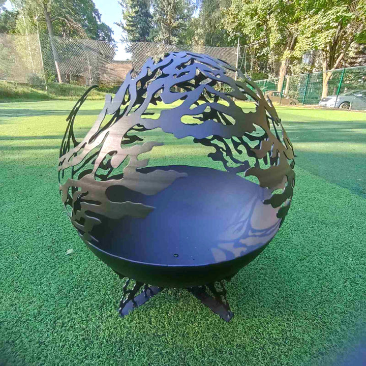 Phoenix Fire Pit Sphere 20", Custom Outdoor Art Fire Place, Plasma Cut Steel Fire Globe, Mythology Garden Fireball, Patio Fire Pits