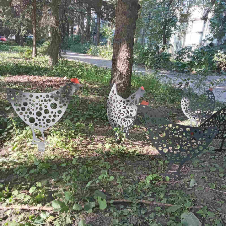 Metal Chicken Garden Art, Chicken Yard Art, Chicken Garden Art, Chicken Decor, Metal Outdoor Art, Garden Decoration, Farmhouse Chicken Coop