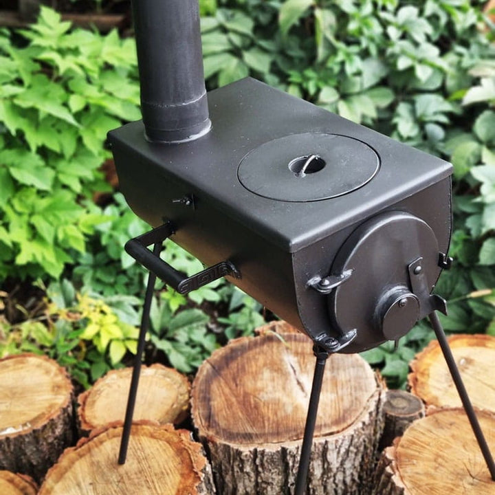 Portable Wood Burning Stove, Wood Stove, Potbelly Stove Transformer, Burning Stove with Skewers, Camping Heating, Cast Iron Wood Stove