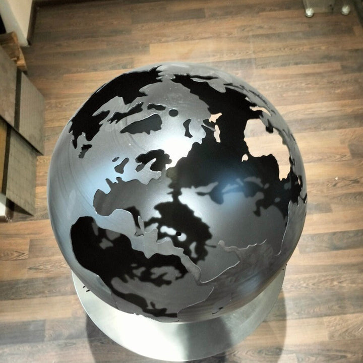 Earth Steel Globe Fire Ball 20", Outdoor Art Fire Place, Plasma Cut Fire Pit, Metal Garden Globe Sphere, Patio Fire Pits - Custom Designs