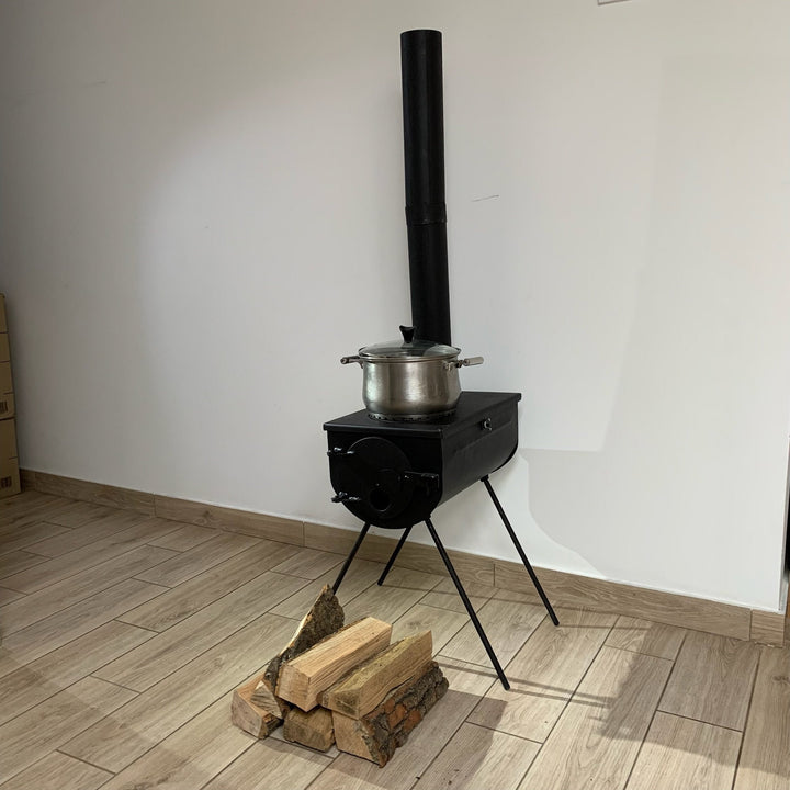 Portable Wood Burning Stove, Wood Stove, Potbelly Stove Transformer, Burning Stove with Skewers, Camping Heating, Cast Iron Wood Stove