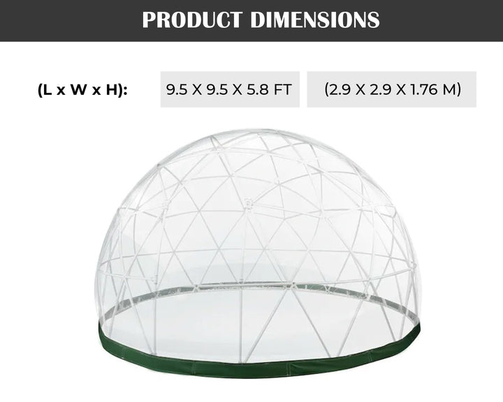 Garden Dome Tent 9.5ft, Full Transparent Waterproof Greenhouse, PVC Garden Igloo, Geodesic Dome Kit, Wedding Restaurant, Bubble Tent Kit