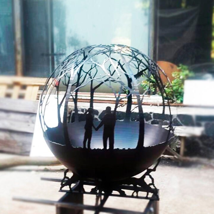 Woods Walk Fire Pit Sphere 20", Personalized Fire Pit Globe, Outdoor Fireball, Anniversary Gift, Back Yard Decor, Lake House Decor, Campfire