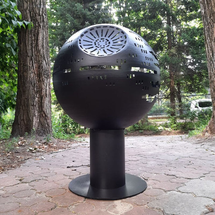 Spaceship Globe Fire Ball 20", Outdoor Art Fire Place, Steel Fire Pit, Spacecraft Globe Sphere, Outdoor Fireball, Anniversary Gift