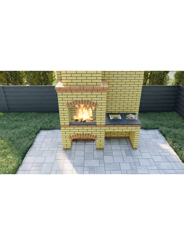 DIY BBQ With Table, Do It Yourself Fireplace Construction Plan, Outdoor Fire Pit, Stove With Table, Wood Burning Oven Plans, Outdoor Cooking